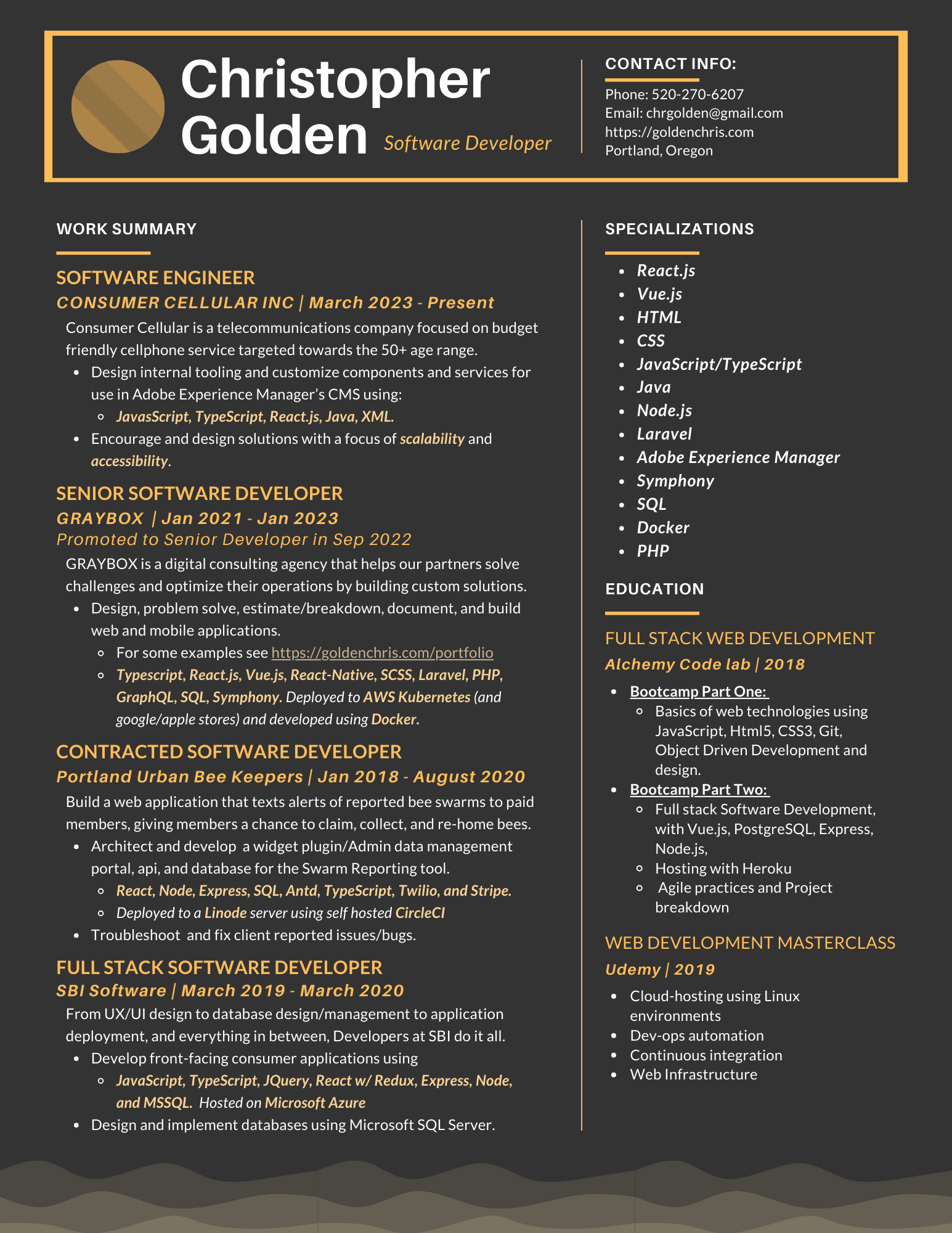 Chris Golden resume